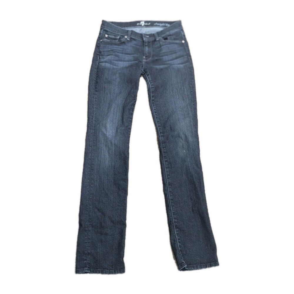 7 For All Mankind Womens Size 28 Straight Leg Jeans Dark Wash Stretch Denim‎